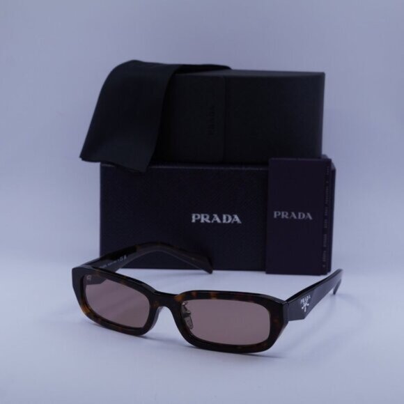 Prada PRB06SF 17N60B Sunglasses Root Havana Rectangle Frame, Light Brown Lenses - Picture 11 of 11
